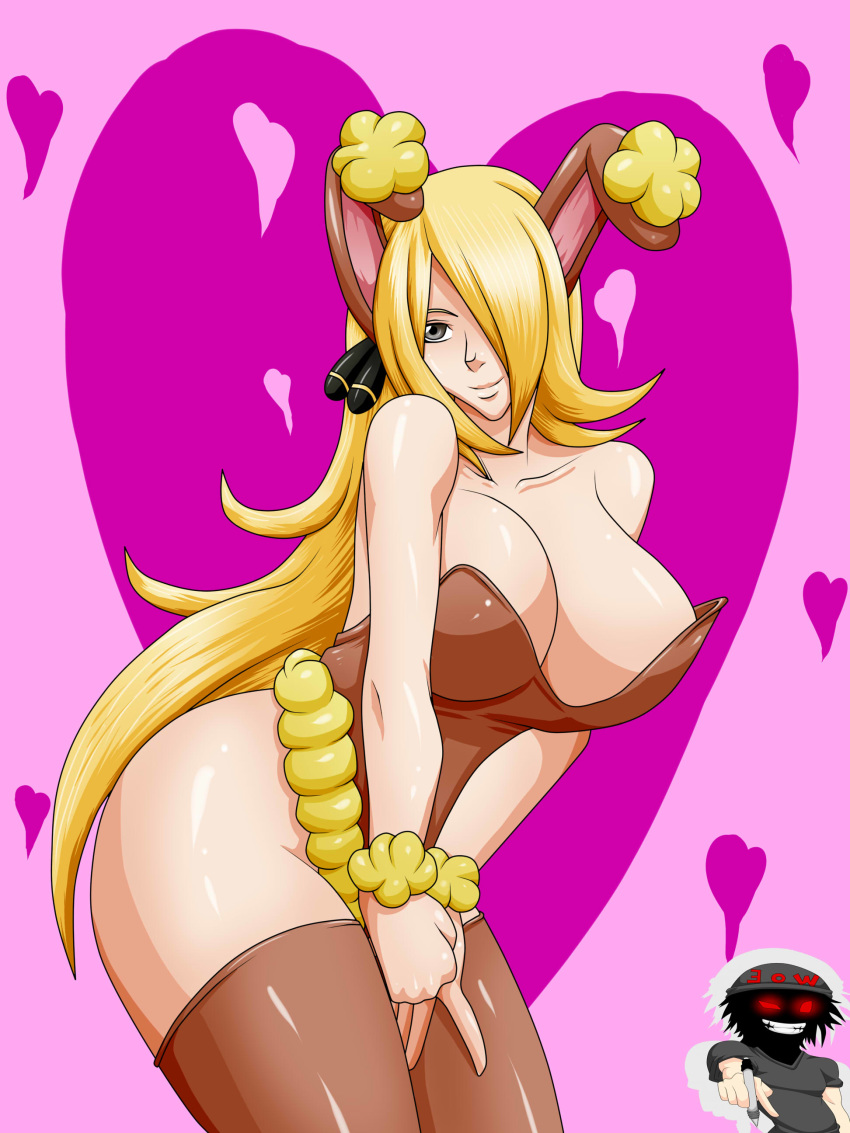 ass big_breasts breasts buneary buneary_(cosplay) bunny_ears bunnysuit cosplay cynthia pokemon shirona_(pokemon) war-off-evil
