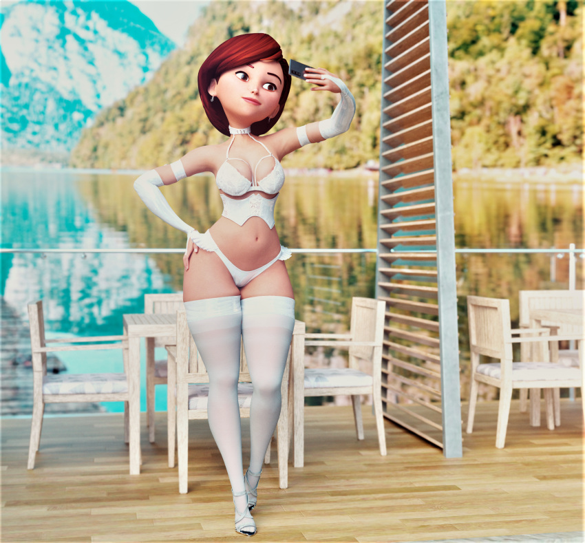 bra cellphone gloves helen_parr panties selfpic stockings the_incredibles thighs underwear