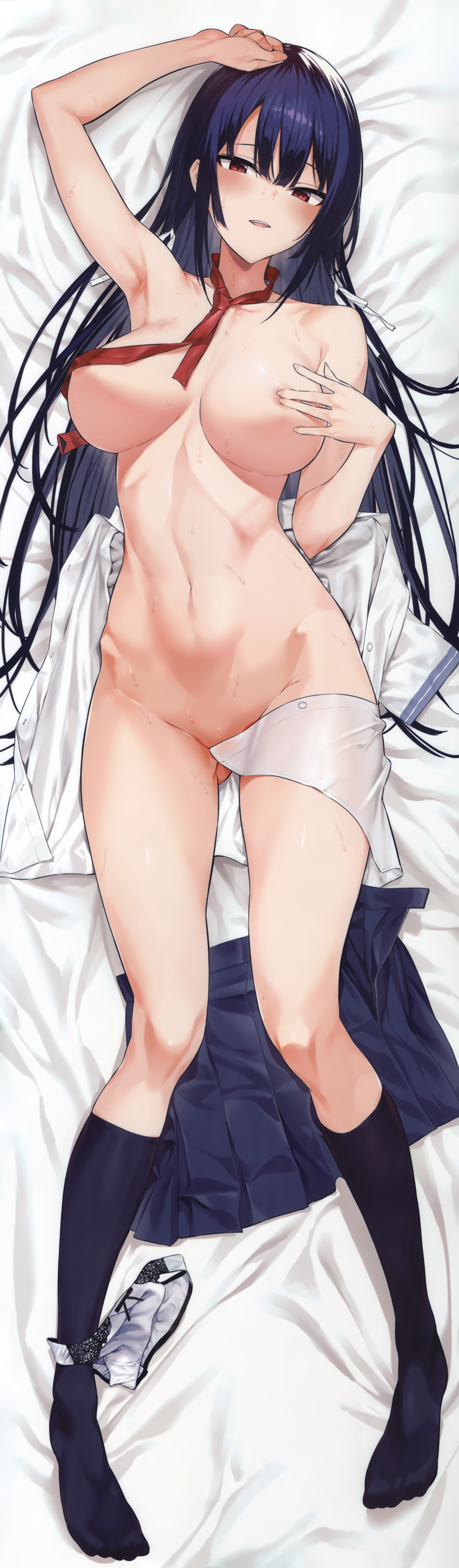 1girl 1girl 1girl :d areola areola_slip armpits bangs big_breasts black_hair black_legwear black_skirt blush breast_slip breasts censored clavicle clothes_removed clothing convenient_censoring covering covering_nipples dakimakura footwear full_body gangan_comics gluteal_fold groin hair_between_eyes haite_kudasai_takamine-san haitekudasai_takamine-san high_resolution hiiragi_yuuichi large_filesize legwear long_hair long_image looking_at_viewer lying naked_necktie navel neck_tie nipple_censor nude official_art on_back one_arm_up open-mouth_smile open_mouth panties panties_around_leg parted_lips pleated_skirt red_eyes scan school_uniform shirt shirt_removed sidelocks skirt skirt_removed smile socks stomach takamine_takane tall_image thighs underwear uniform very_high_resolution very_long_hair wardrobe_malfunction white_shirt
