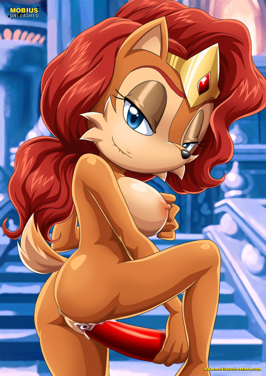 1girl alicia_acorn anthro anus archie_comics asking_for_it ass bbmbbf blue_eyes dildo horny looking_at_viewer milf mobius_unleashed palcomix sega smile sonic_(series) sonic_the_hedgehog_(series)