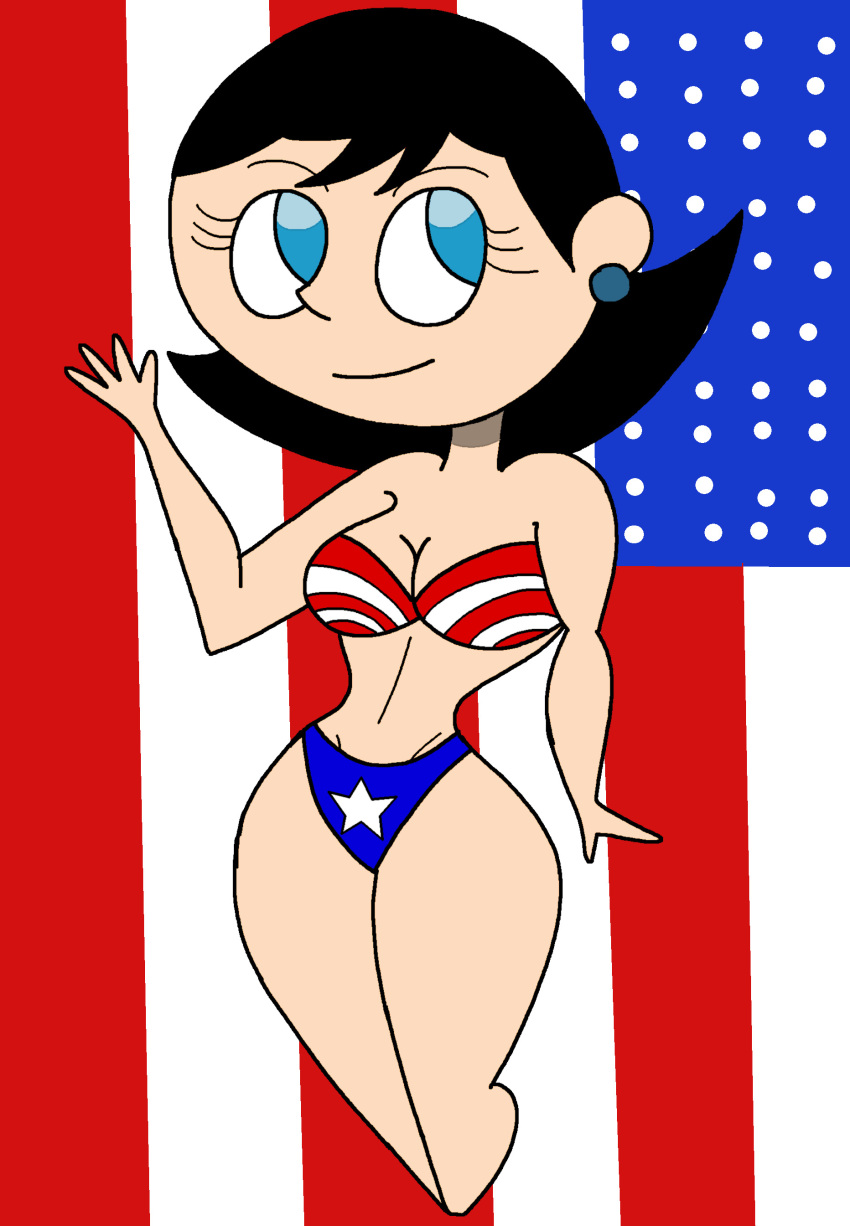 1girl 4th_of_july american_flag_bikini bikini solo teacher