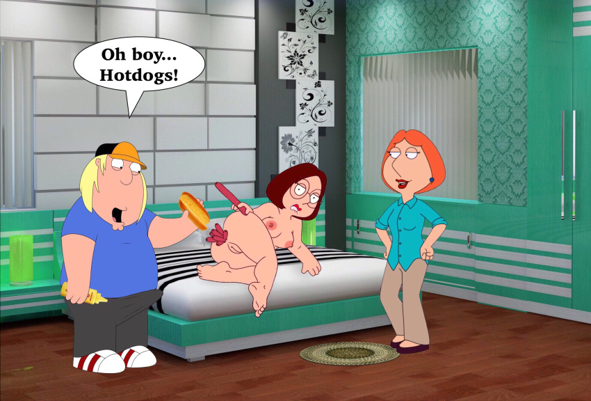 anal_object_insertion chris_griffin family_guy hotdog lois_griffin meg_griffin