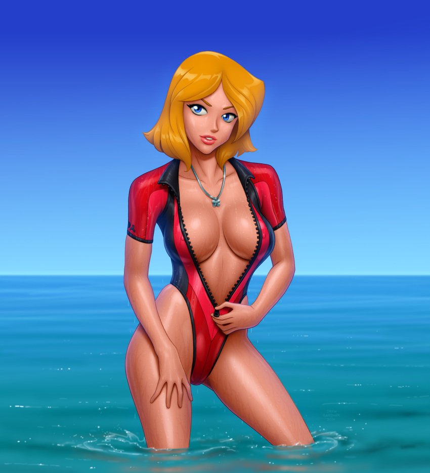 clover_(totally_spies) non-nude totally_spies undressing unzip wetsuit