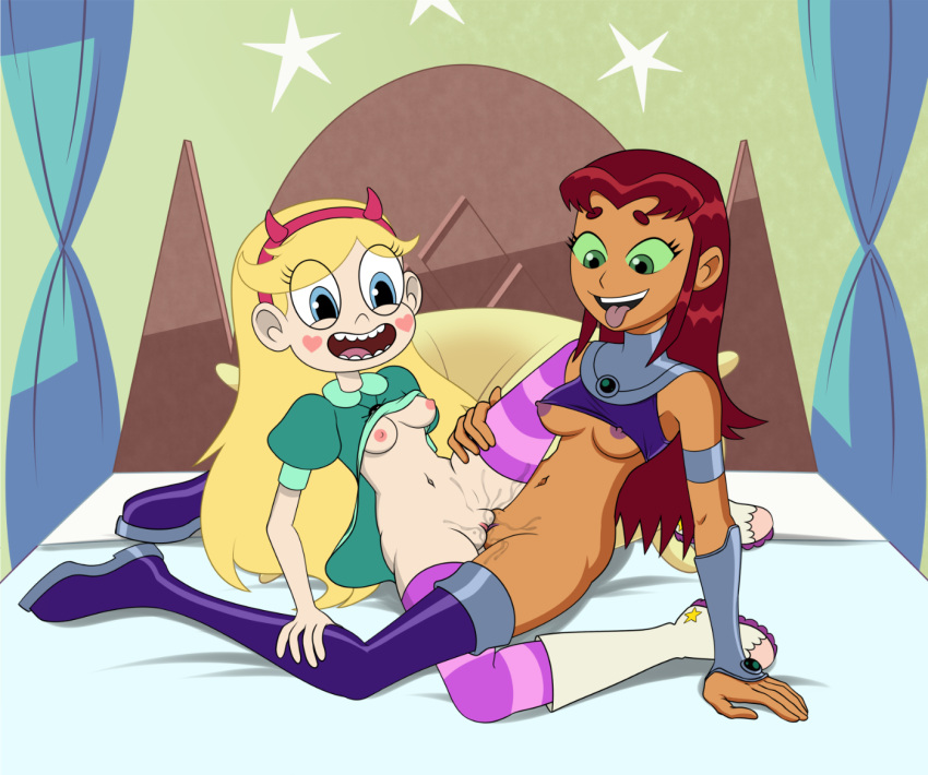 crossover dc_comics disney dzk koriand'r nipples star_butterfly star_vs_the_forces_of_evil starfire tagme teen_titans tribadism