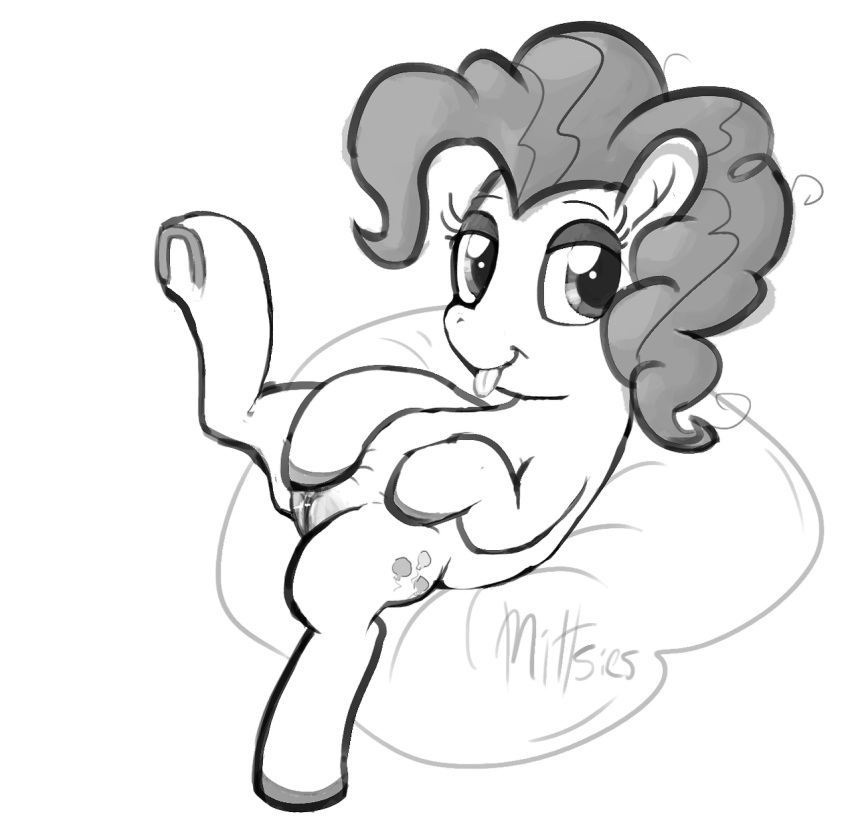 equine friendship_is_magic mittsies monochrome my_little_pony nude_female pinkie_pie pussy wet_pussy