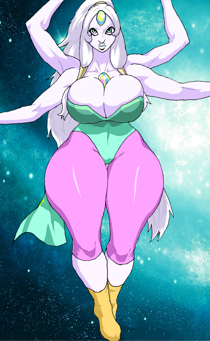 big_breasts breasts cartoon_network clothes gem_(species) hips huge_breasts jay-marvel lips looking_at_viewer massive_breasts multiple_arms nude_female opal_(steven_universe) steven_universe wide_hips