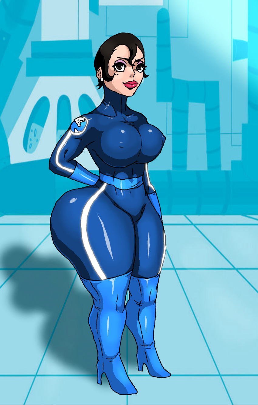 agent_honeydew ass big_ass big_breasts black_eyes black_hair breasts clothes dexter's_laboratory dial_m_for_monkey jay-marvel lips looking_at_viewer wide_hips