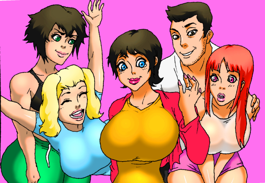 3girls aged_up big_breasts big_butt black_hair blonde_hair blossom_(ppg) blue_eyes bob_cut breasts bubbles_(ppg) buttercup_(ppg) cartoon_network green_eyes huge_breasts huge_thighs jay-marvel ms._keane multiple_girls powerpuff_girls professor_utonium red_eyes red_hair siblings sisters thick_thighs tied_hair twintails wide_hips