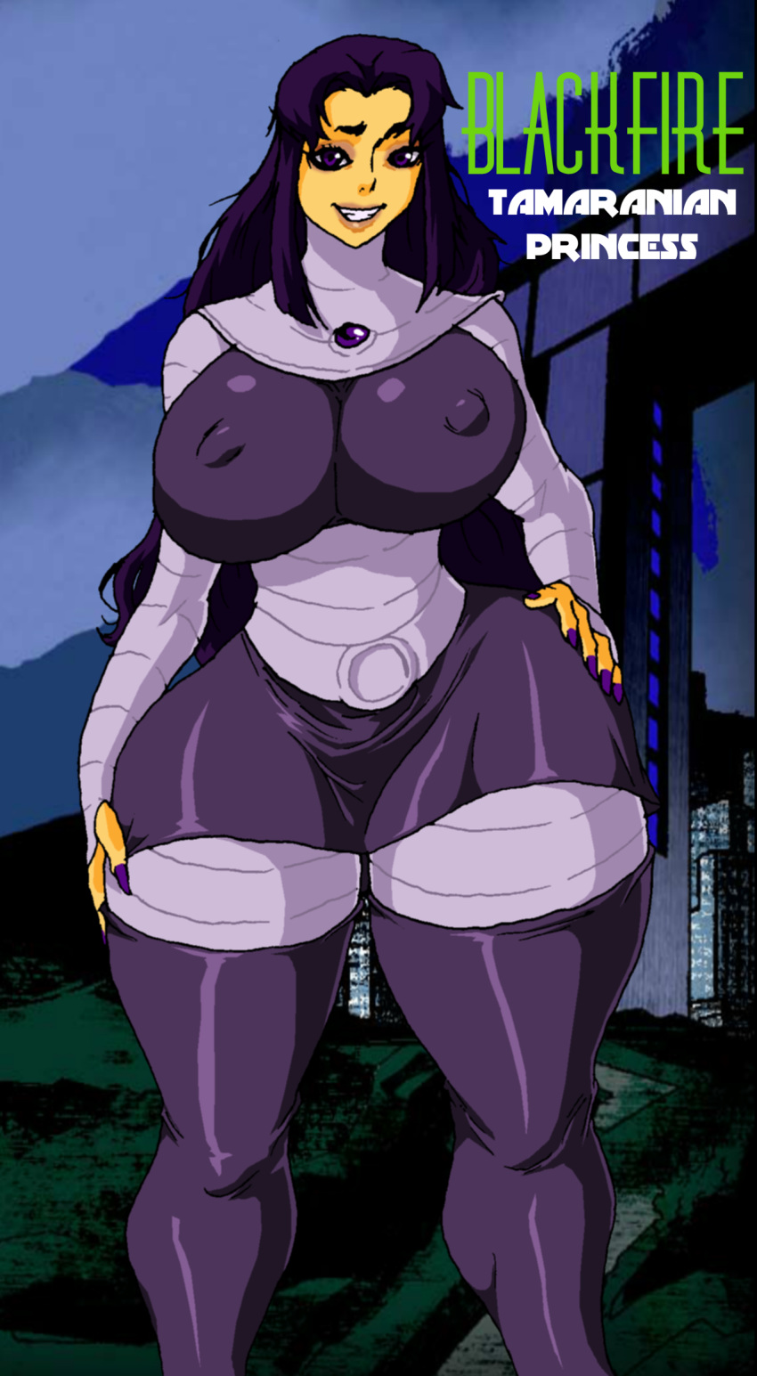 ass big_ass big_breasts blackfire breasts clothes dc dcau jay-marvel looking_at_viewer nipples teen_titans wide_hips