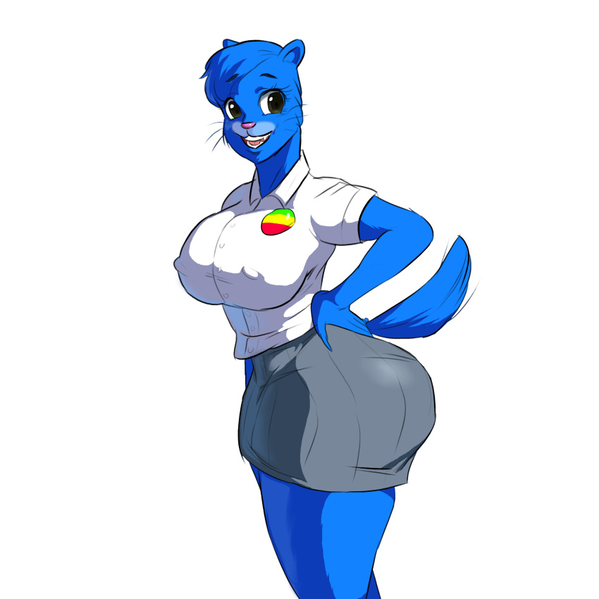 anthro ass big_ass big_breasts breasts clothes furry horny jay-marvel looking_at_viewer milf nicole_watterson nipples raised_tail skirt solo tail the_amazing_world_of_gumball wide_hips
