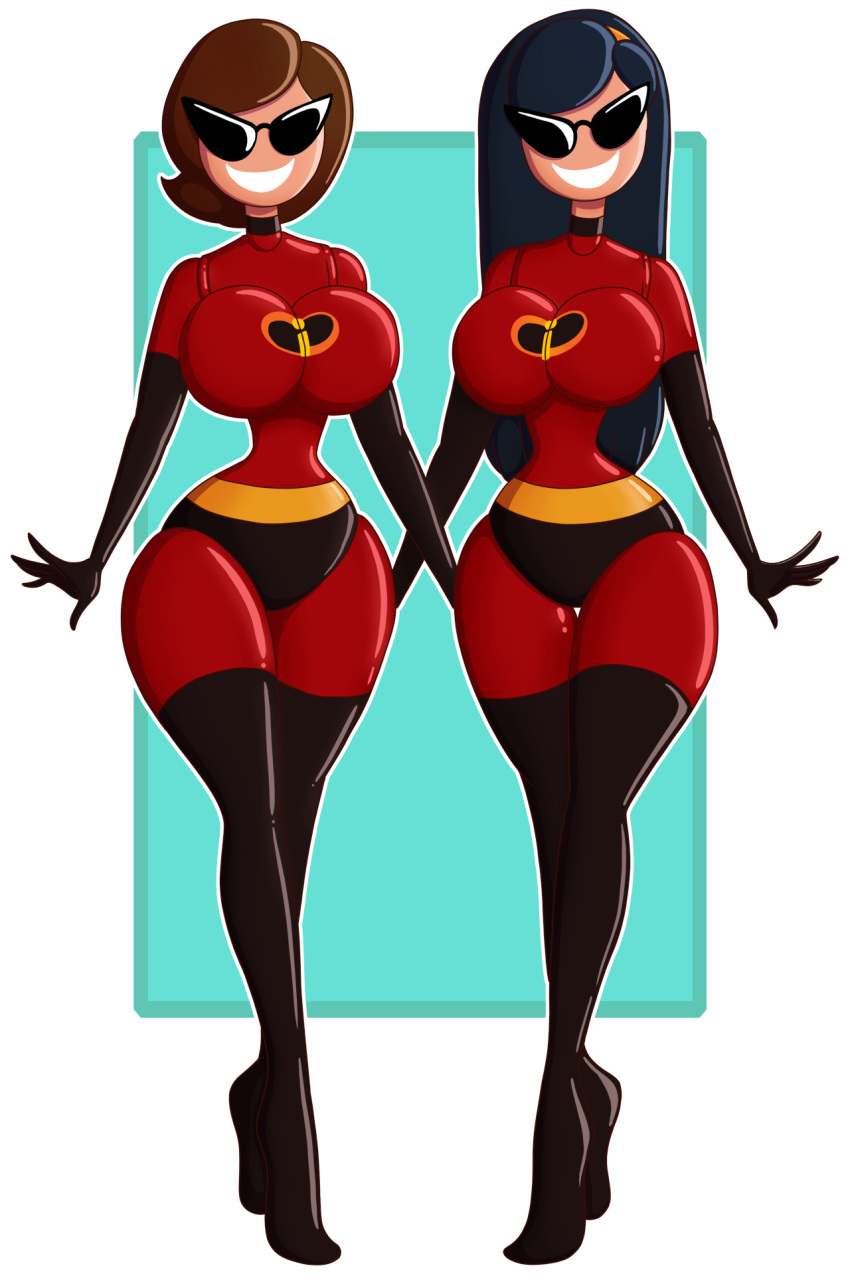 1girl 2_girls ass big_breasts disney dollification elastigirl helen_parr huge_ass knick_knack large_ass mature_female milf mother_&amp;_daughter pixar sunglasses sunny_miami sunny_miami_tf the_incredibles thick_thighs tinted_eyewear transformation violet_parr wide_hips wrenzephyr2