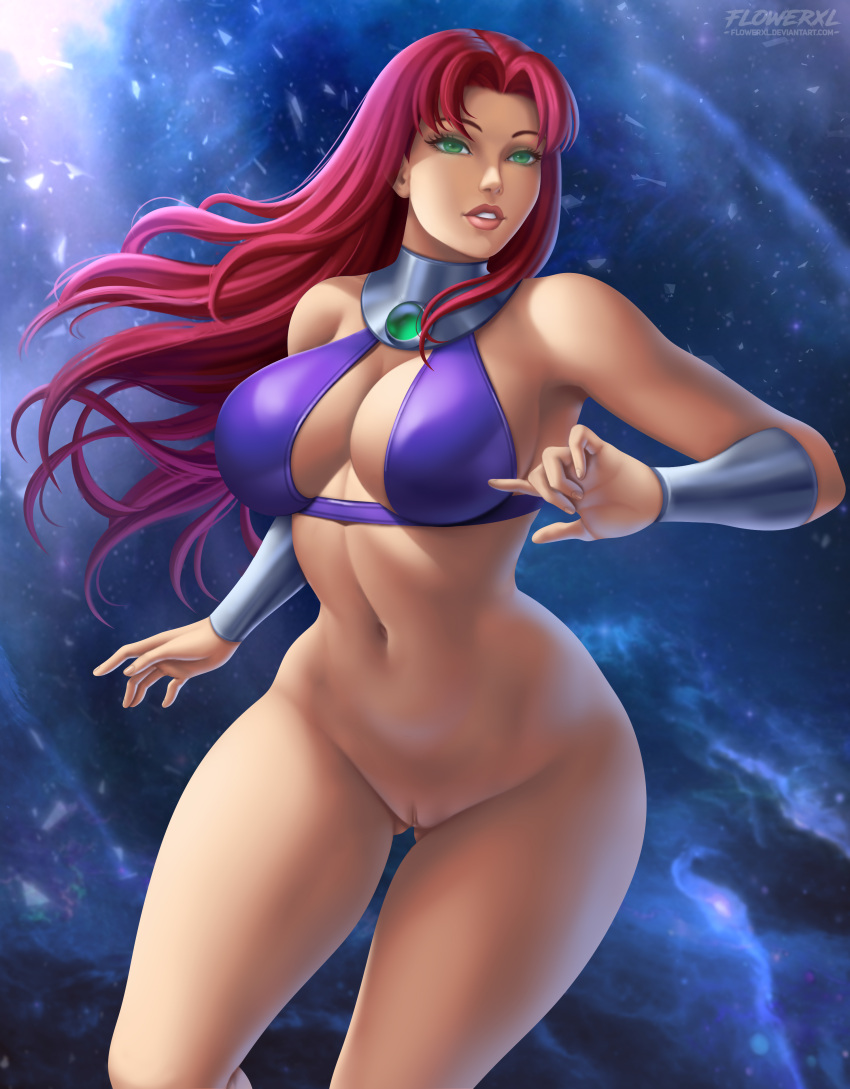 1girl 2020 5_fingers alien alien_girl alternate_version_available big_breasts boots breasts cleavage clothing dc_comics deviantart eyebrows eyelashes female_only flowerxl green_eyes hair humanoid humanoid_hands koriand'r long_hair no_panties older older_female pinup pussy red_hair redhead starfire stockings tamaranean teen_titans thick_thighs wide_hips young_adult young_adult_female young_adult_woman