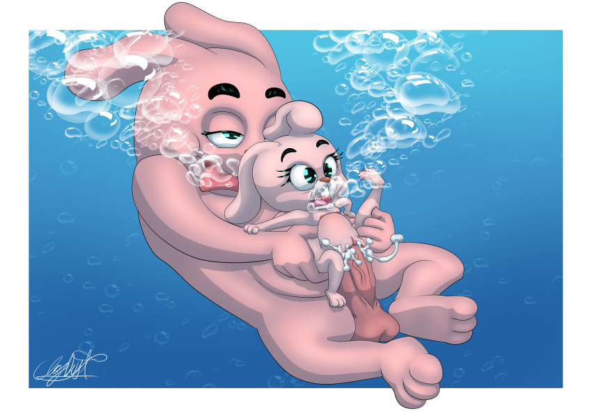 1boy 1girl anais_watterson bubble bubbles bunny cartoon_network claydust cub cumming_inside father_&amp;_daughter female incest male nude rabbit richard_watterson size_difference smaller_female stomach_bulge tagme the_amazing_world_of_gumball underwater underwater_sex