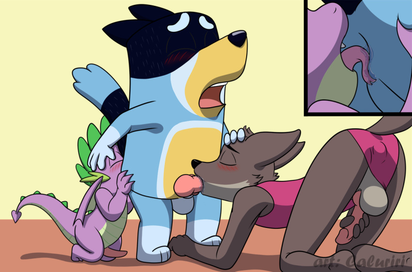 3boys anal animal_genitalia animal_penis anthro anthro_on_anthro balls bandit_heeler black_nose bluey_(series) boy_in_girls_one-piece_swimsuit boy_in_girls_swimsuit boy_in_one-piece_swimsuit boy_in_swimsuit buttplug buttplug_in_swimsuit buttplug_under_swimsuit caluriri canid canine canine_genitalia canine_penis canis crossdressing crossdressing_male crossover domestic_dog dragon dreamworks fellatio friendship_is_magic furry hasbro knot male male/male male_only mammal masturbating_during_fellatio masturbation mr._wolf_(the_bad_guys) my_little_pony one-piece_swimsuit oral penis rimming sex_toy sex_toy_in_ass sex_toy_in_one-piece_swimsuit sex_toy_in_swimsuit sex_toy_under_one-piece_swimsuit sex_toy_under_swimsuit spike_(mlp) spikes tail the_bad_guys wings wolf yaoi