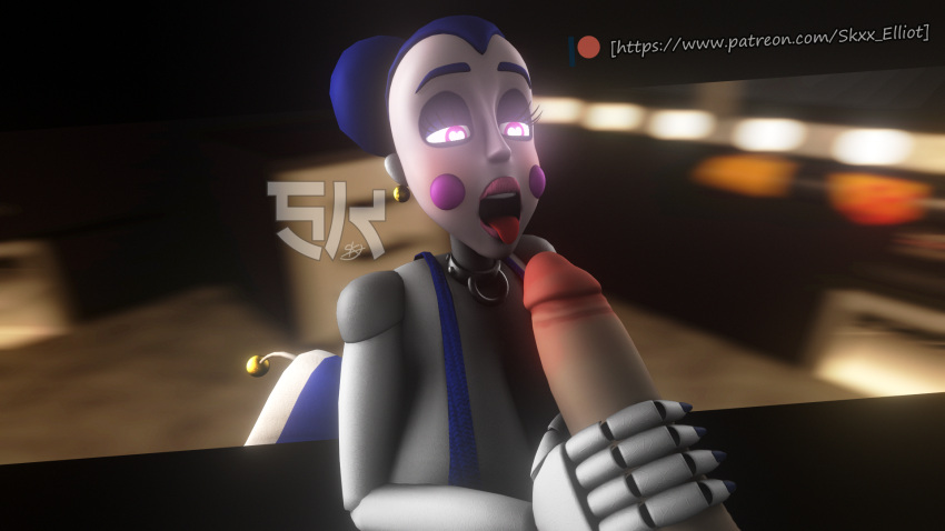 3d 3d_(artwork) ballora five_nights_at_freddy's five_nights_at_freddy's:_sister_location handjob heart-shaped_pupils mouth_open penis sexbot_ballora sister_location skxx_elliot
