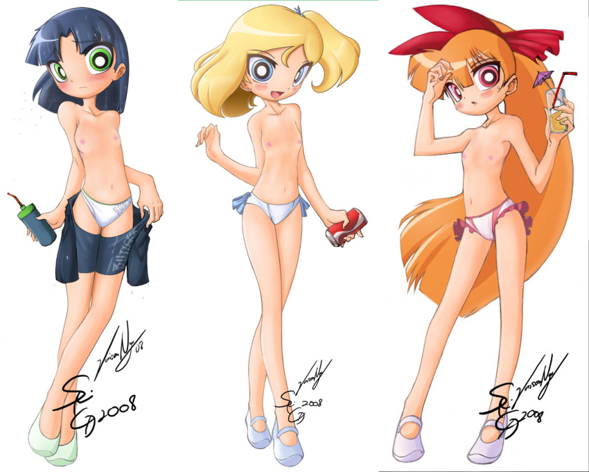 3_girls black_hair blonde_hair blossom_(ppg) blue_eyes bob_cut bubbles_(ppg) buttercup_(ppg) cartoon_network green_eyes multiple_girls powerpuff_girls red_eyes red_hair seiryuga siblings sisters teen_blossom teen_bubbles teen_buttercup tied_hair twin_tails