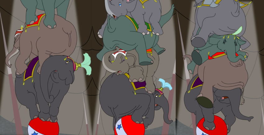 butt_suffocated carrying catty circus climbing dumbo elephant face_in_ass fall matriarch mrsjumbo prissy pyramid_(artist) sitting_on_face smothering_ass trunk
