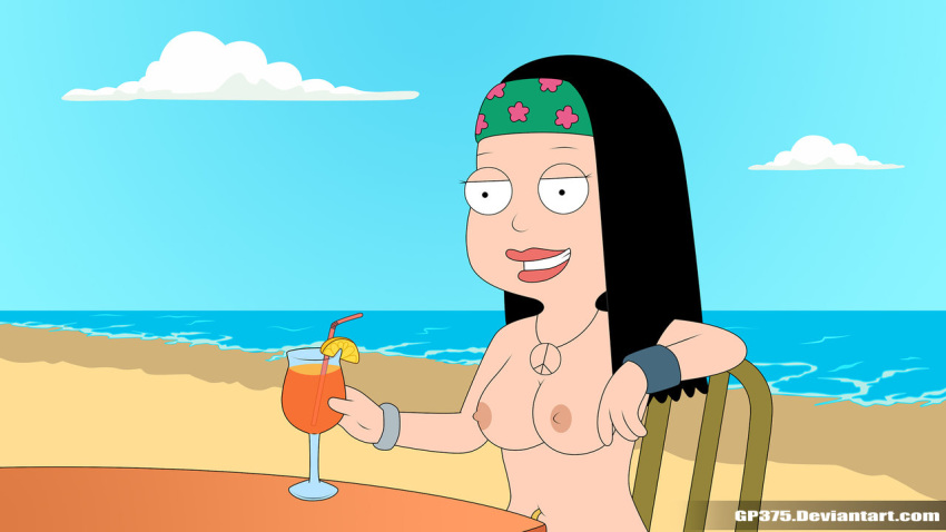 Xbooru - american dad beach big breasts breasts gp375 hayley smith nude  topless | 533921
