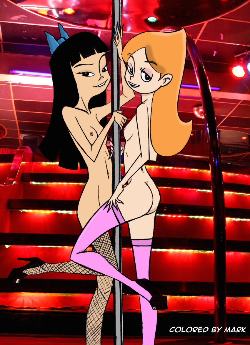 ass candace_flynn clubbing disney fishnets flat_chest mostly_nude nude phineas_and_ferb pole skinny small_breasts stacy_hirano stockings strip_club stripper_pole