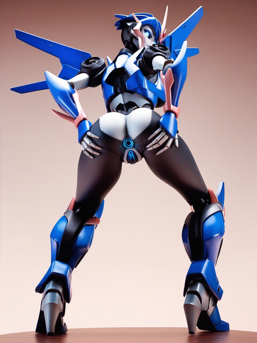 ai_generated arcee armored_boots armored_gloves ass ass_focus back_view blue_eyes exposed_ass female_only glowing_eyes grabbing grabbing_ass grabbing_own_ass heel_boots heeled_boots helmet high_heels long_legs looking_at_viewer mechanical mechanophilia pussy robot robot_girl robot_humanoid robot_joints sole_female transformers transformers_prime