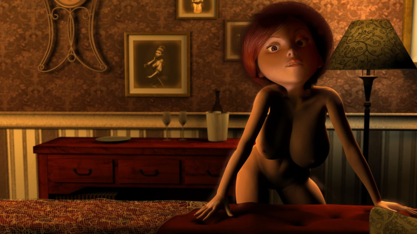 3d big_breasts breasts cartoon disney hair helen_parr hot milf nude pixar posing red_hair redhead the_incredibles