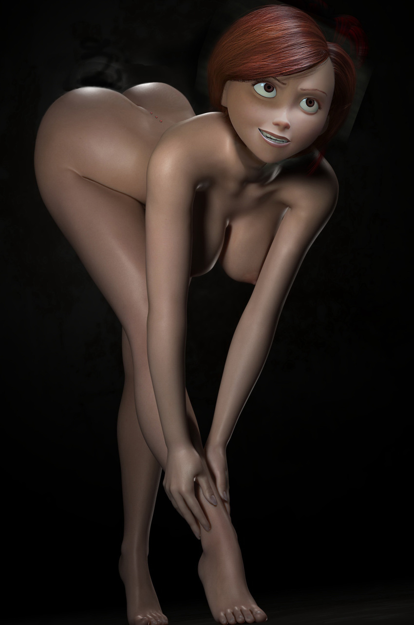 3d ass bent_over big_breasts breasts cartoon disney hair helen_parr hot milf nude pixar red_hair redhead the_incredibles