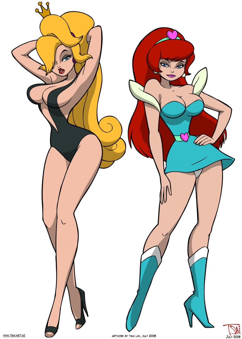 2girls blonde_hair crossover dragon's_lair kimberly_(space_ace) nude_female princess_daphne red_hair space_ace tsai_lim