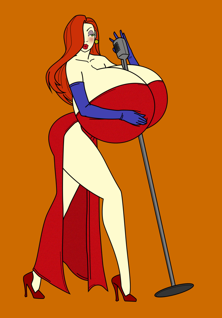 big_breasts breasts disney gigantic_breasts green_eyes huge_breasts jessica_rabbit red_hair solo toshiso_(artist) who_framed_roger_rabbit