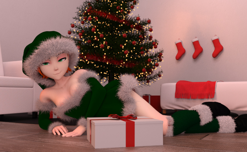 3d 3d_(artwork) ben_10 cartoon_network christmas christmas_outfit christmas_tree daz3d daz_studio female_only full_body gwen_tennyson laying_on_side pin3d presents smile smiling young young_girl younger_female