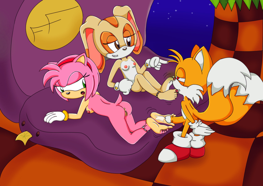 amy_rose cream_the_rabbit foot_fetish foot_folk foot_worship footjob miles_"tails"_prower sega smelly_feet soles sonic_the_hedgehog_(series) tails