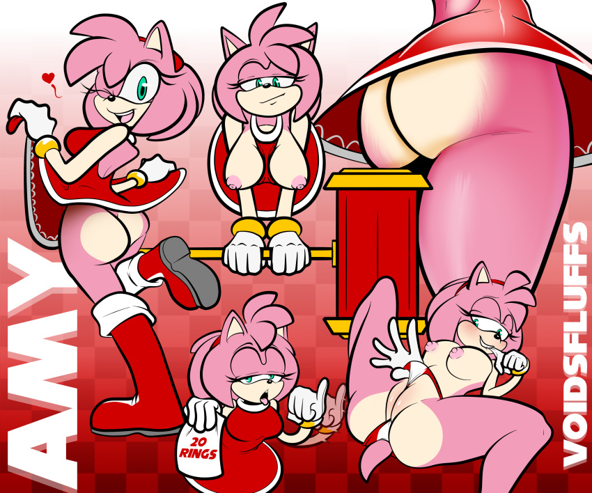 1girl 1girl amy_rose anthro boots collage dat_ass exposed_breasts furry green_eyes hairband nipples panty_pull sega skirt skirt_lift sonic_the_hedgehog_(series) spread_legs upskirt voidsdroids voidsfluffs