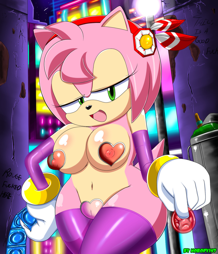 amy_rose anthro breasts female furry looking_at_viewer nobody147 sega solo sonic_(series)