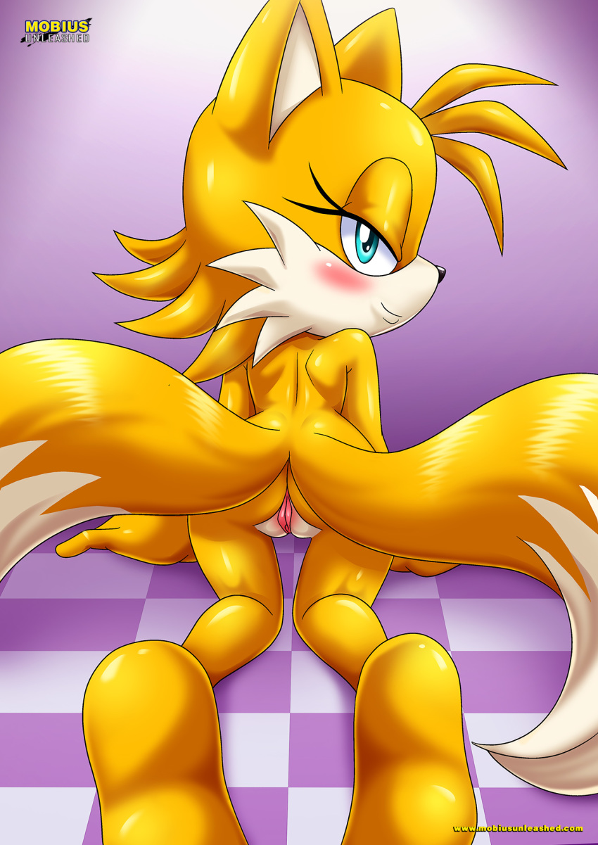 1girl all_fours ass bbmbbf female genderswap looking_back miles_"tails"_prower millie_tailsko mobius_unleashed palcomix pussy rule_63 sega solo sonic_(series) sonic_the_hedgehog_(series)