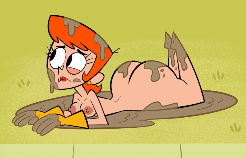 ass big_ass big_booty big_butt booty breasts bubble_ass bubble_butt butt dexter's_laboratory dexter's_mom dirty embarrassed embarrassing herny herny_the_duck mud nipples nude orange_hair short_hair wide_hips