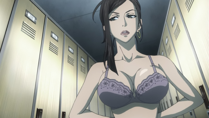 anime big_breasts breasts cleavage deadman_wonderland locker_room makina_(deadman_wonderland)