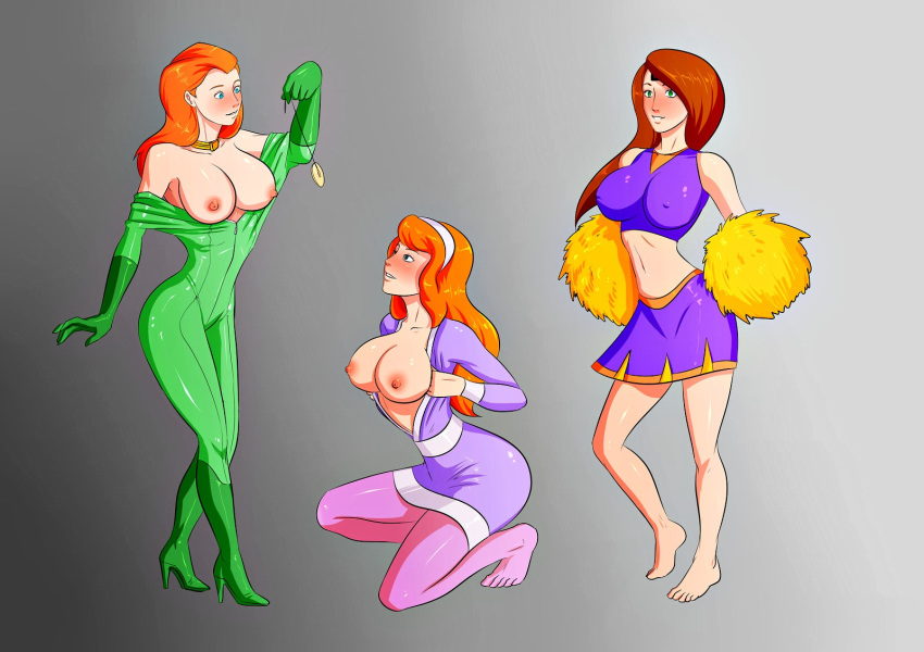 blush breasts crossover daphne_blake flashing hypnosis kim_possible kimberly_ann_possible orange_hair sam_(totally_spies) scooby-doo smile totally_spies