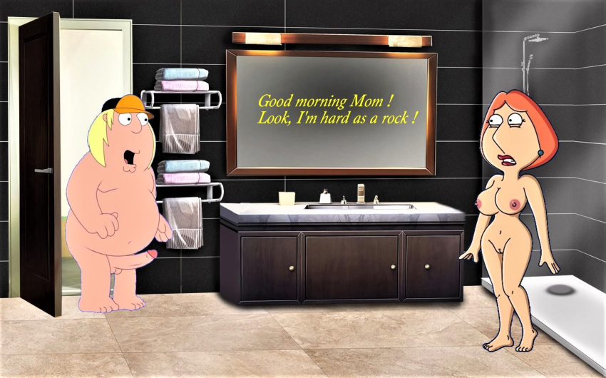 breasts chris_griffin erect_nipples erect_penis family_guy huge_penis loincloth nude shaved_pussy thighs