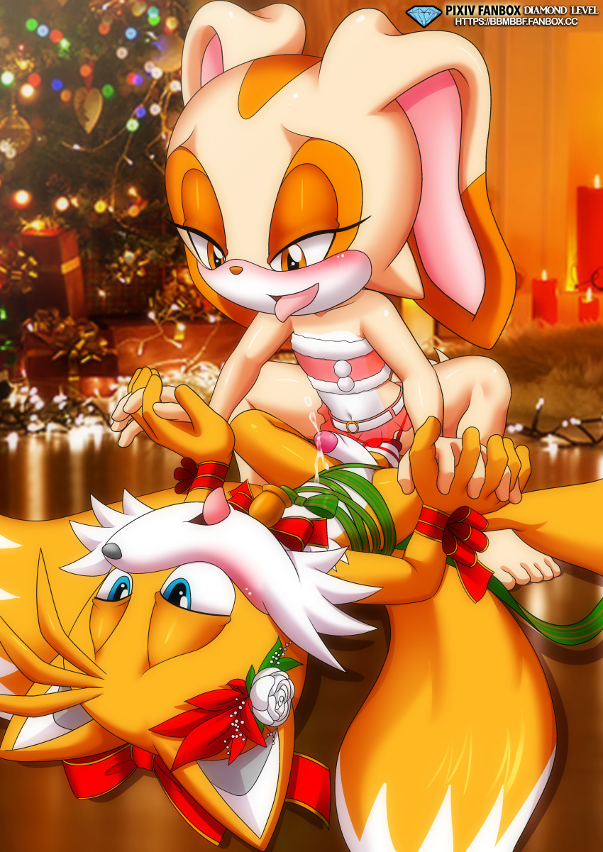 bbmbbf christmas cream_the_rabbit cumming female_on_top full_body holidays miles_"tails"_prower mobius_unleashed palcomix pegging prostate_orgasm sega small_breasts