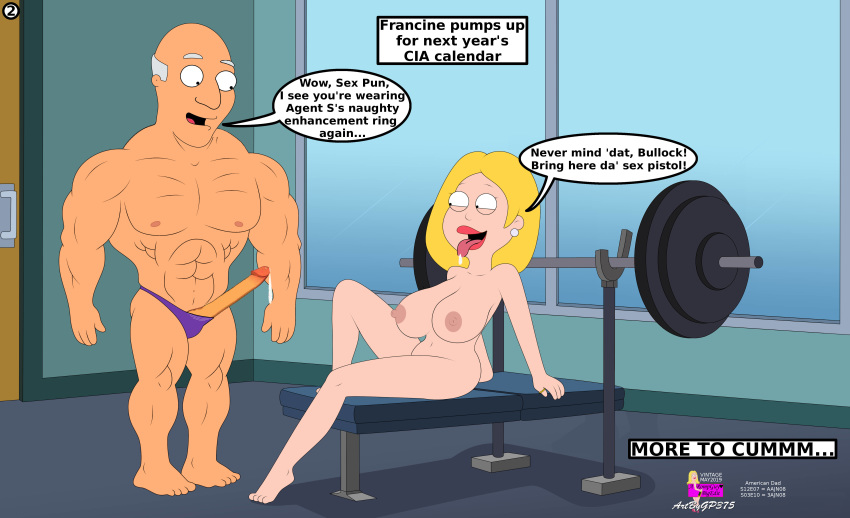 american_dad avery_bullock big_breasts big_nipples big_penis blonde_hair bodybuilder cia curvy dripping drooling edit francine_smith gp375 gym ripped rompguy rompguy&hearts; rompguylove sexpun_t'come small_waist tongue tongue_out