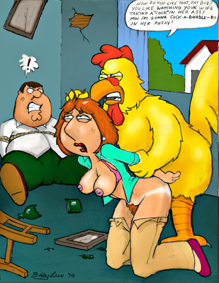 anal bobby_luv bondage breasts chicken cosplay cuckold doggy_position ernie_the_giant_chicken family_guy hair hair_grab lois_griffin nipples open_shirt orange_hair pants_down peter_griffin pussy rape redhead rough_sex tan_line tied_up violence