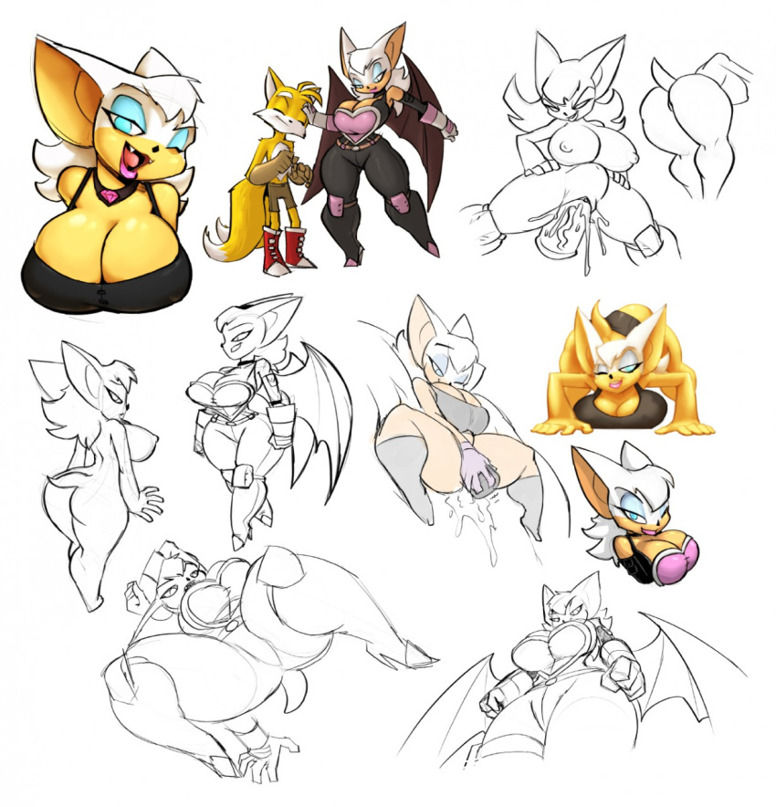 2015 anthro areola bat big_breasts bigdad breasts canine cleavage clothed clothing dildo erect_nipples female fox furry huge_breasts insanely_hot male mammal masturbation miles_"tails"_prower nipples nude penetration pussy rouge_the_bat sega sex_toy sonic_(series) vaginal vaginal_penetration wink