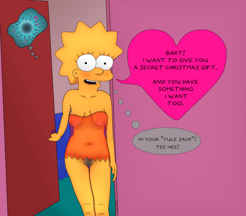 big_breasts bottomless floppy_titties inviting_incest large_areolae lisa_simpson lisalover pubic_hair the_simpsons xmas