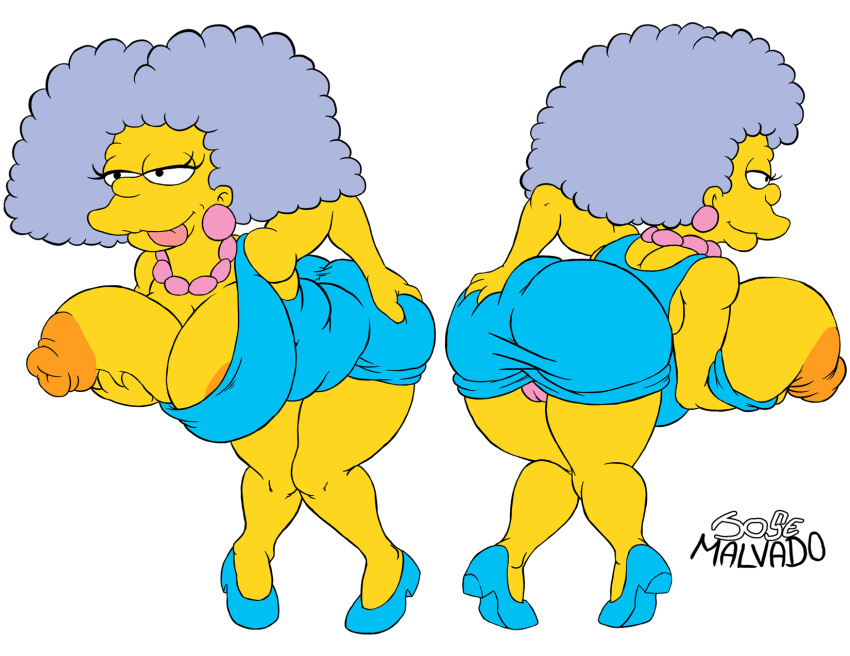 ass big_breasts big_lips breasts chubby clothes erect_nipples female hair happy hips josemalvado large_ass lips milf nipples panties plump pussy round_ass selma_bouvier slut solo the_simpsons tongue white_background whore wide_hips yellow_skin