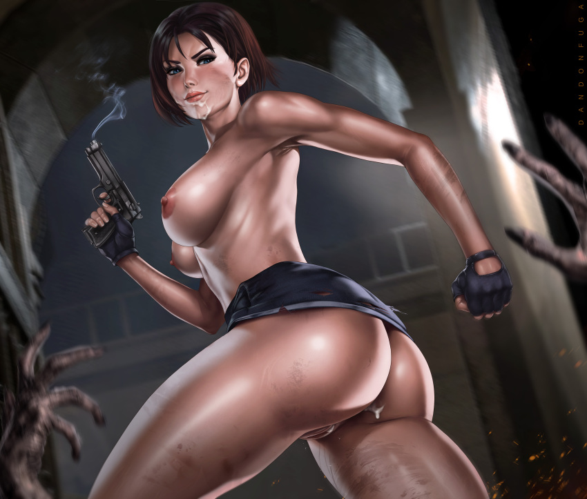 1girl ass big_breasts cum cum_on_face dandon_fuga female_focus female_only high_res high_resolution jill_valentine looking_at_viewer mature mature_female patreon patreon_paid patreon_reward resident_evil short_hair solo_female solo_focus video_game_character video_game_franchise