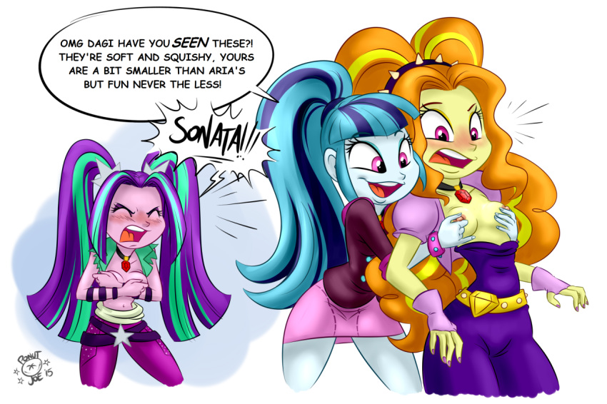 adagio_dazzle aria_blaze bad_touch blush breast_grab breasts clothes covering embarrassed equestria_girls friendship_is_magic grabbing_from_behind grope molestation my_little_pony navel nipple_pinch nipples nudity older older_female ponut_joe questionable rainbow_rocks skirt sonata_dusk surprised the_dazzlings undressing young_adult young_adult_female young_adult_woman