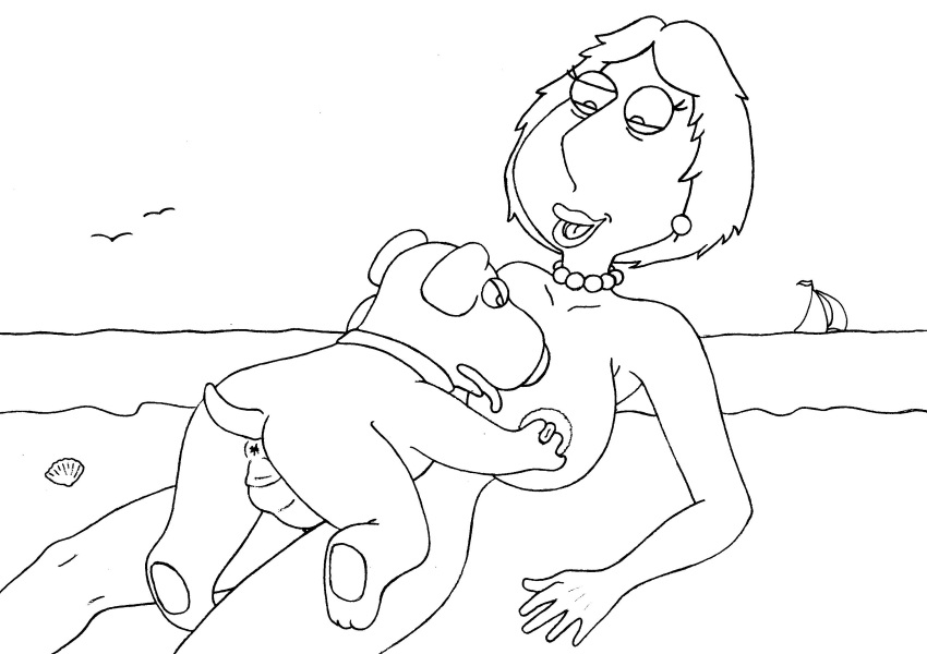breasts brian_griffin dog family_guy fucked_silly large_breasts large_penis lois_griffin monochrome penis sbb