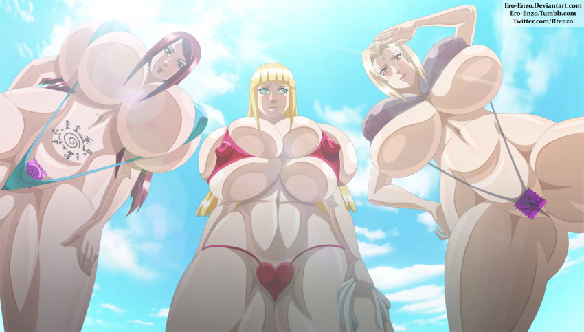 big_breasts bikini breasts ecchi-enzo_(artist) multiple_girls naruto rtenzo_(artist)
