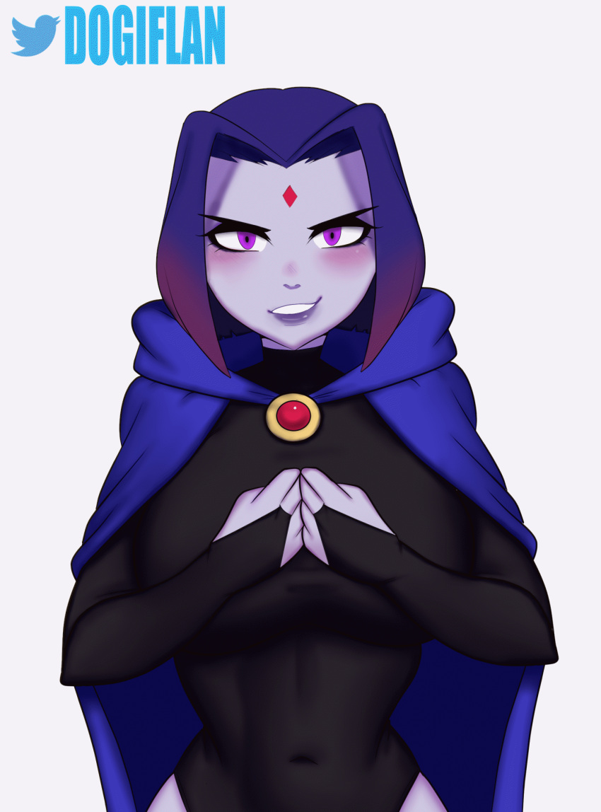 1girl areola big_breasts bouncing_breasts breasts dc_comics dogiflan female_only flashing flashing_breasts gif gothic huge_breasts purple_hair raven_(dc) teen_titans