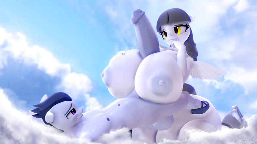 1boy 1girl 3d 3d_(artwork) anthro anthro_on_anthro big_breasts big_penis breasts caring_hearts caring_hearts_(mlp) female friendship_is_magic furry hasbro huge_breasts huge_cock incest male/female milf mother_&amp;_son my_little_pony navel paizuri pony rumble rumble_(mlp) snuddy son