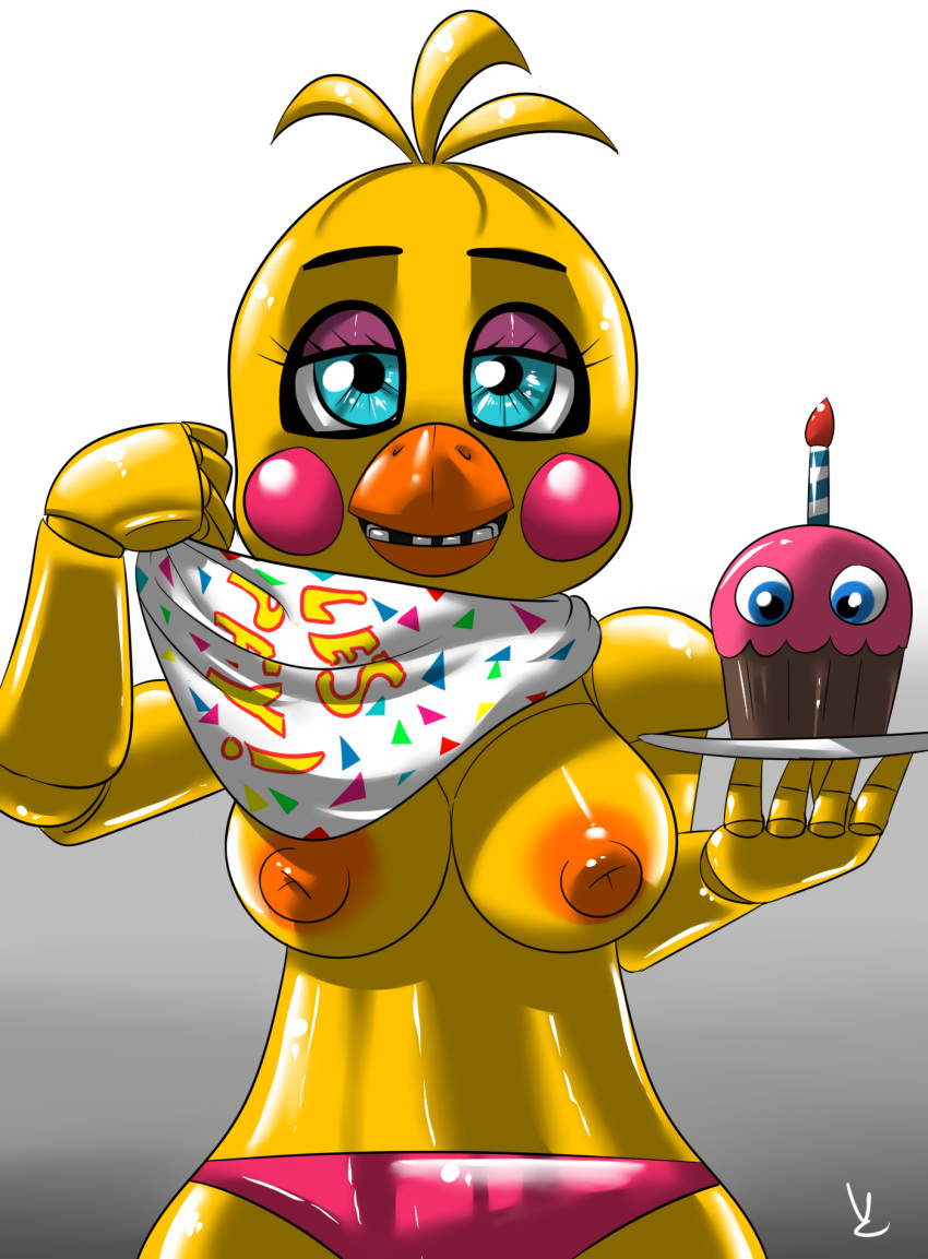 2015 animatronic anthro avian big_breasts bird breasts chica_(fnaf) chicken female five_nights_at_freddy's five_nights_at_freddy's_2 looking_at_viewer machine mechanical nipples puffy_nipples robot solo toy_chica video_games virate-chip